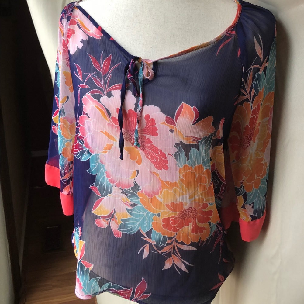 ✨GUC • Express • Sheer floral blouse